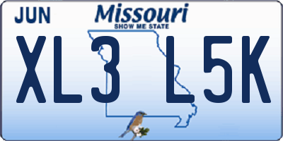 MO license plate XL3L5K