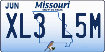 MO license plate XL3L5M