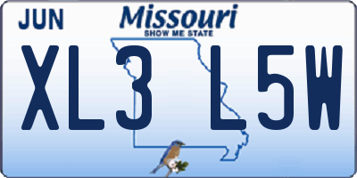 MO license plate XL3L5W