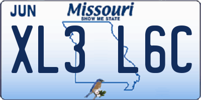 MO license plate XL3L6C