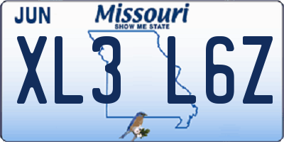 MO license plate XL3L6Z
