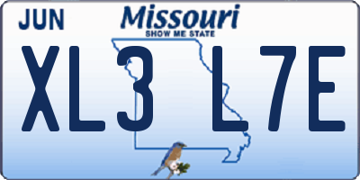 MO license plate XL3L7E