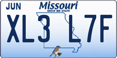 MO license plate XL3L7F