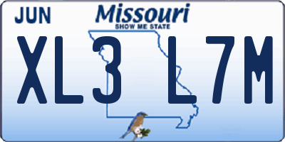 MO license plate XL3L7M
