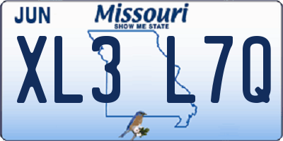 MO license plate XL3L7Q