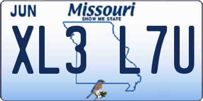 MO license plate XL3L7U