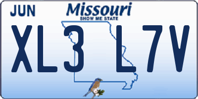 MO license plate XL3L7V