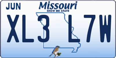 MO license plate XL3L7W