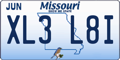 MO license plate XL3L8I