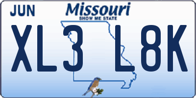 MO license plate XL3L8K