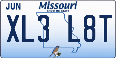 MO license plate XL3L8T