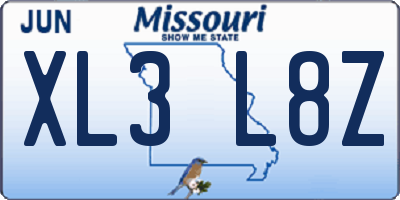 MO license plate XL3L8Z