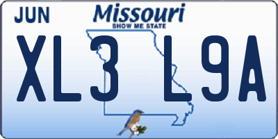MO license plate XL3L9A