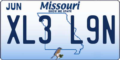 MO license plate XL3L9N