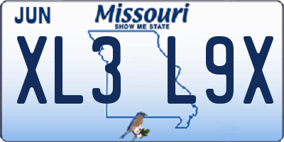 MO license plate XL3L9X