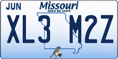 MO license plate XL3M2Z