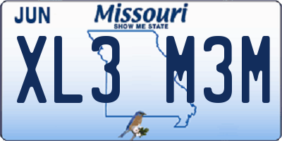 MO license plate XL3M3M