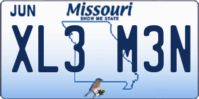 MO license plate XL3M3N