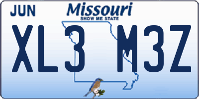 MO license plate XL3M3Z