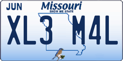 MO license plate XL3M4L