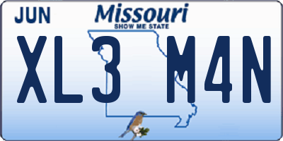 MO license plate XL3M4N