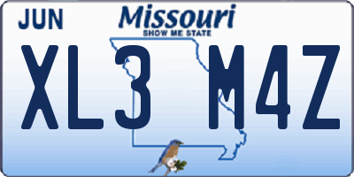 MO license plate XL3M4Z