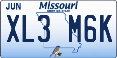 MO license plate XL3M6K