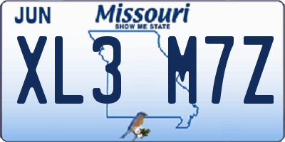 MO license plate XL3M7Z