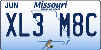 MO license plate XL3M8C