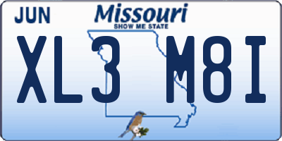 MO license plate XL3M8I