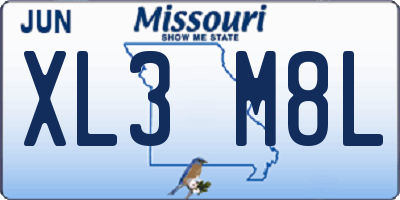 MO license plate XL3M8L
