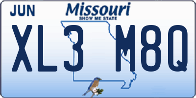 MO license plate XL3M8Q