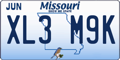 MO license plate XL3M9K