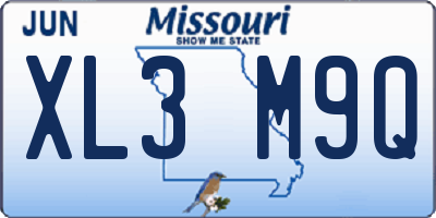 MO license plate XL3M9Q