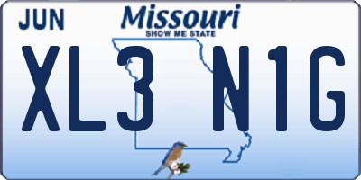 MO license plate XL3N1G