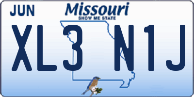 MO license plate XL3N1J