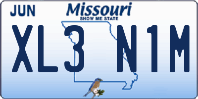 MO license plate XL3N1M