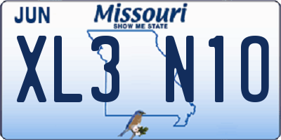MO license plate XL3N1O