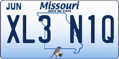 MO license plate XL3N1Q
