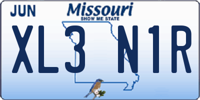 MO license plate XL3N1R