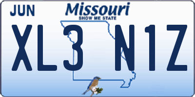 MO license plate XL3N1Z