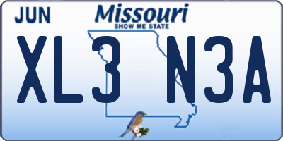 MO license plate XL3N3A
