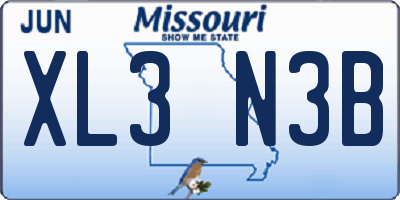 MO license plate XL3N3B