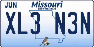 MO license plate XL3N3N