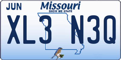 MO license plate XL3N3Q