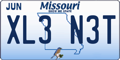 MO license plate XL3N3T