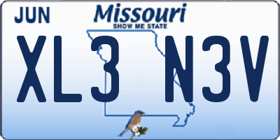 MO license plate XL3N3V