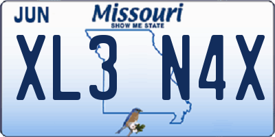 MO license plate XL3N4X