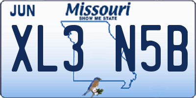MO license plate XL3N5B
