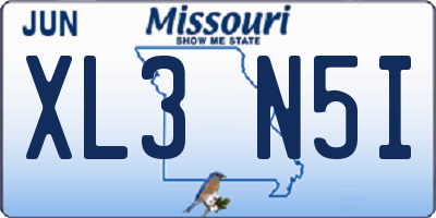 MO license plate XL3N5I